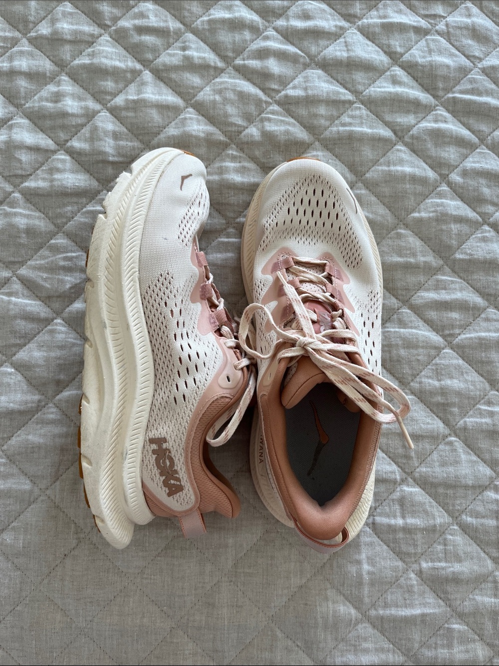 Hoka Kawana Women's Pink and Cream Athletic Running Shoes